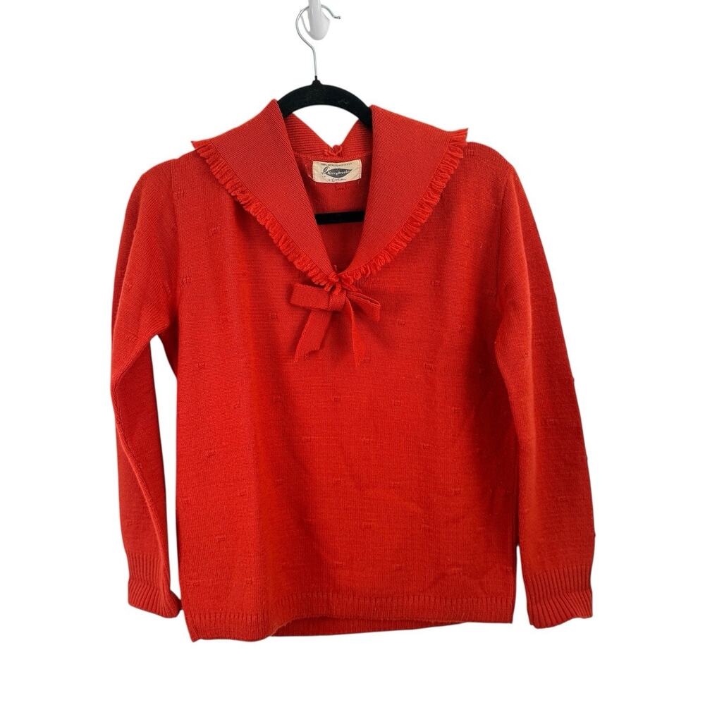 Kerrybrooks Sears Vtg Orange Bib Sweater Preppy Cottagecore Prairie Womens Sm?